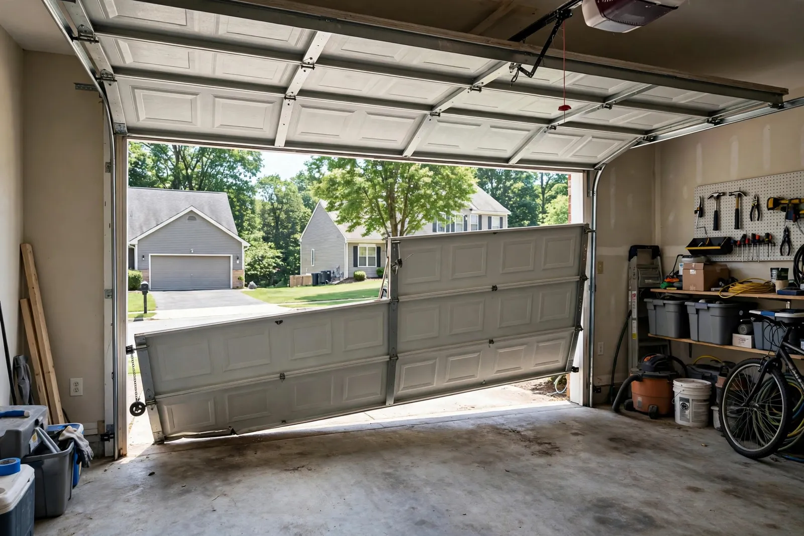 Before photo, Off-Track Door Reset in Carrington, by Waldorf Garage Door Repair
