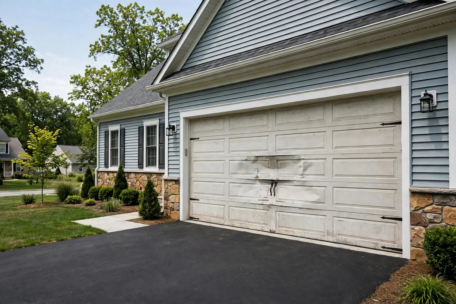 Before photo, Bottom Section Replaced in Smallwood Village, by Waldorf Garage Door Repair